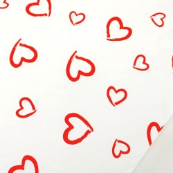 Tessuto di Cotone Cuori Rossi Sfondo Bianco 2 | Tessuti Lupo