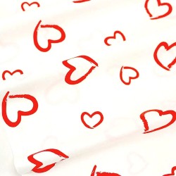 Tessuto di Cotone Cuori Rossi Sfondo Bianco 2 | Tessuti Lupo