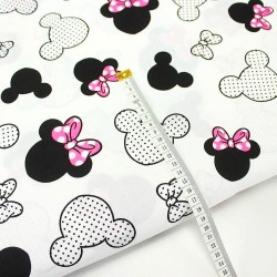 Tessuto Cotone Minnie Mouse Fiocco fucsia Grande Testa | Tessuti Lupo