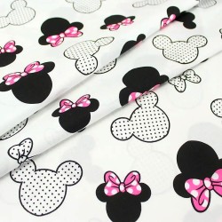 Tessuto Cotone Minnie Mouse Fiocco fucsia Grande Testa | Tessuti Lupo