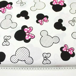 Tessuto Cotone Minnie Mouse Fiocco fucsia Grande Testa | Tessuti Lupo