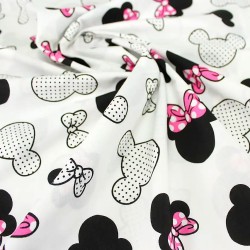 Tessuto Cotone Minnie Mouse Fiocco fucsia Grande Testa | Tessuti Lupo