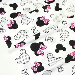 Tessuto Cotone Minnie Mouse Fiocco fucsia Grande Testa | Tessuti Lupo