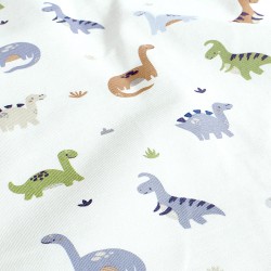 Tessuto Jersey Dinosauri Sfondo Bianco Sporco | Tessuti Lupo