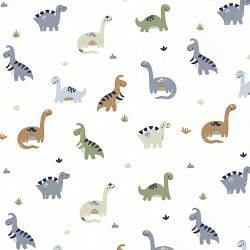 Tessuto Jersey Dinosauri Sfondo Bianco Sporco | Tessuti Lupo
