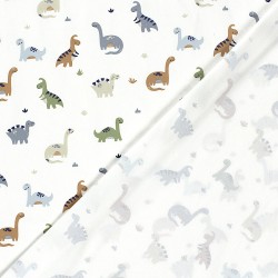 Tessuto Jersey Dinosauri Sfondo Bianco Sporco | Tessuti Lupo