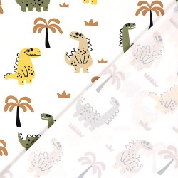 Tessuto Jersey Dinosauri Felici e Palme | Tessuti Lupo