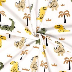 Tessuto Jersey Dinosauri Felici e Palme | Tessuti Lupo
