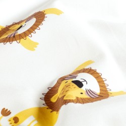 Tessuto Jersey Piccoli Leoni Sfondo Bianco Sporco | Tessuti Lupo