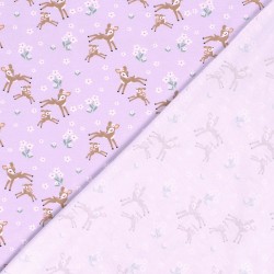 Tessuto Jersey Piccoli Cerbiatti tra i Fiori | Tessuti Lupo