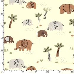 Tessuto Jersey Elefante nella Savana | Tessuti Lupo