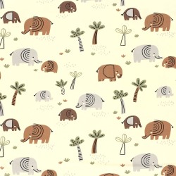 Tessuto Jersey Elefante nella Savana | Tessuti Lupo