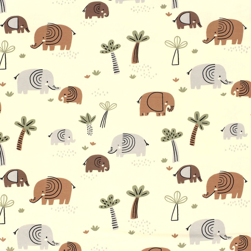 Tessuto Jersey Elefante nella Savana | Tessuti Lupo
