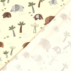 Tessuto Jersey Elefante nella Savana | Tessuti Lupo