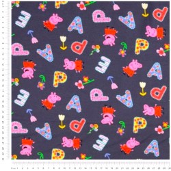 Tessuto Jersey cotone Peppa Pig Fond Grigio Scuro | Tissus Loup