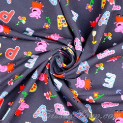 Tessuto Jersey cotone Peppa Pig Fond Grigio Scuro | Tissus Loup
