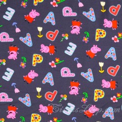 Tessuto Jersey cotone Peppa Pig Fond Grigio Scuro | Tissus Loup