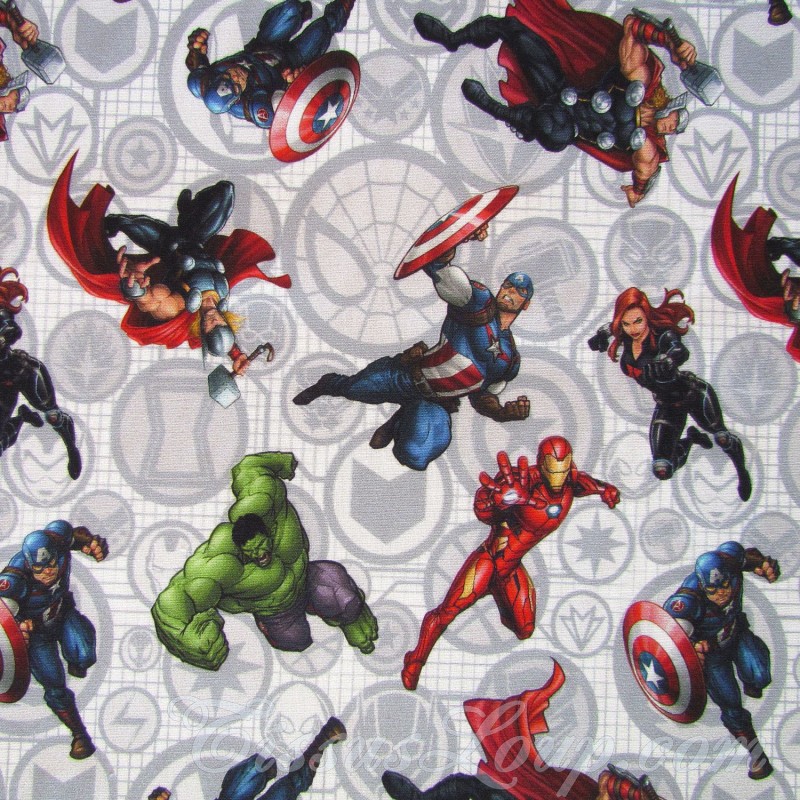 Tessuto Marvel Avengers Supereroi in azione | Tessuti Lupo