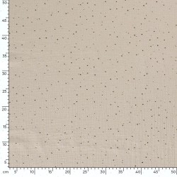 Tessuto doppia garza grigio-beige con pois dorati | Tessuti Lupo