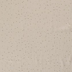 Tessuto doppia garza grigio-beige con pois dorati | Tessuti Lupo