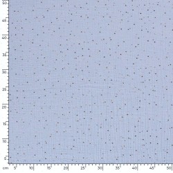 Tessuto Doppia Garza Azzurro Cielo a pois dorati | Tessuti Lupo