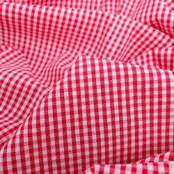 Tessuto Cotone Vichy Rosso e Bianco Piccoli Quadretti 3mm | Tessuti Lupo
