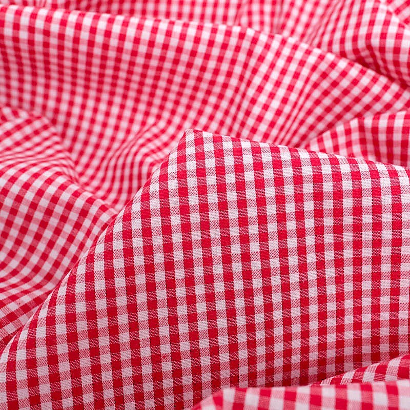 Tessuto Cotone Vichy Rosso e Bianco Piccoli Quadretti 3mm | Tessuti Lupo