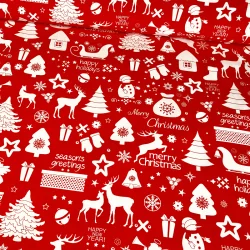 Tessuto di Cotone Merry Christmas | Tissus Loup