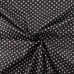 Tessuto Cotone Pois Bianchi 5 mm Sfondo Nero | Tessuti Lupo