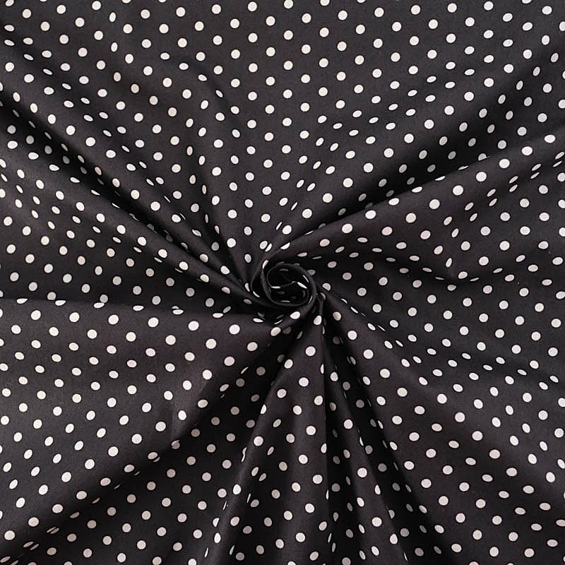 Tessuto Cotone Pois Bianchi 5 mm Sfondo Nero | Tessuti Lupo