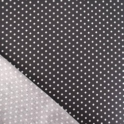 Tessuto Cotone Pois Bianchi 5 mm Sfondo Nero | Tessuti Lupo