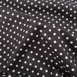 Tessuto Cotone Pois Bianchi 5 mm Sfondo Nero | Tessuti Lupo