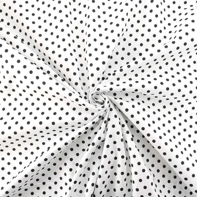 Tessuto Cotone Pois Neri 5 mm Sfondo Nero | Tessuti Lupo