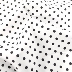 Tessuto Cotone Pois Neri 5 mm Sfondo Nero | Tessuti Lupo