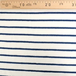 Tessuto Jersey Mini Spugna a Righe Blu Marino su Sfondo Bianco | Tessuti Lupo