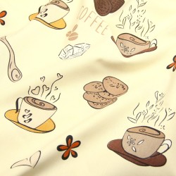 Tessuto Deco Semi Panama Caffè e Biscotti Fondo Crema | Tessuti Lupo
