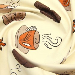 Tessuto Deco Semi Panama Caffè e Biscotti Fondo Crema | Tessuti Lupo