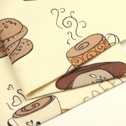 Tessuto Deco Semi Panama Caffè e Biscotti Fondo Crema | Tessuti Lupo