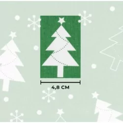 Tessuto di Cotone con Albero di Natale su Sfondo Verde | Tissus Loup
