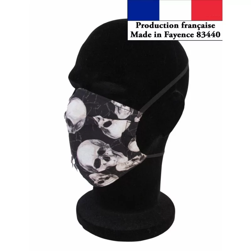 Maschera di protezione pieghevole per cranio riutilizzabile AFNOR design alla moda | Tissus Loup