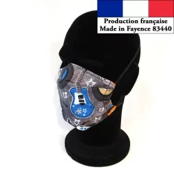 Maschera di protezione Rock n Roll Ro turchese design alla moda riutilizzabile AFNOR | Tissus Loup