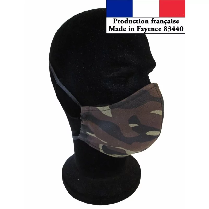 Maschera di protezione barriera mimetica design alla moda riutilizzabile AFNOR | Tissus Loup
