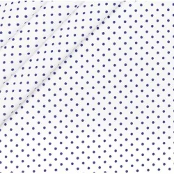 Tessuto Cotone Pois Blu Navy 4mm Fond Bianco | Tissus Loup