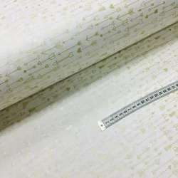 Tessuto di Cotone con Frecce Dorate | Tissus Loup