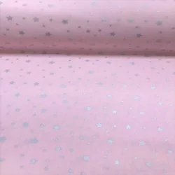 Tessuto di Cotone Stola Argentata su Fondo Rosa | Tissus Loup