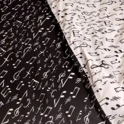 Tessuto di Cotone Note Musicali su Sfondo Nero | Tissus Loup