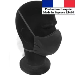Maschera di protezione barriera Nera design alla moda riutilizzabile AFNOR | Tissus Loup