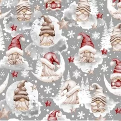 Tessuto di Cotone Elfi nelle Nuvole di Natale | Tissus Loup
