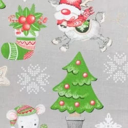 Tessuto di Cotone Elfi di Natale, Renne e Topi | Tissus Loup