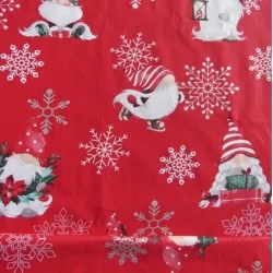 Tessuto di Cotone Elfi di Natale su Fondo Rosso | Tissus Loup